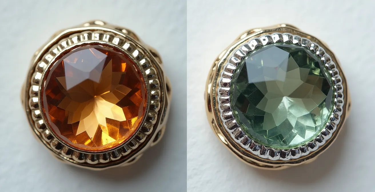 Comparaison détaillée entre un bijou artisanal et sa copie industrielle montrant les différences de finition